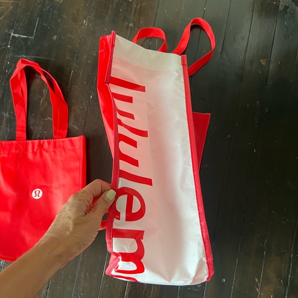 2 red Lululemon Tote Bags Large and Small - Picture 2 of 6